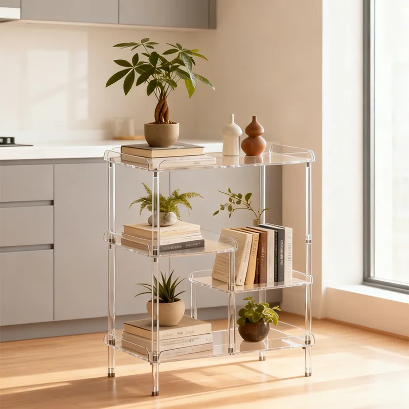 Multi-layer acrylic living room storage rack table ornament stable and durable sofa side coffee table