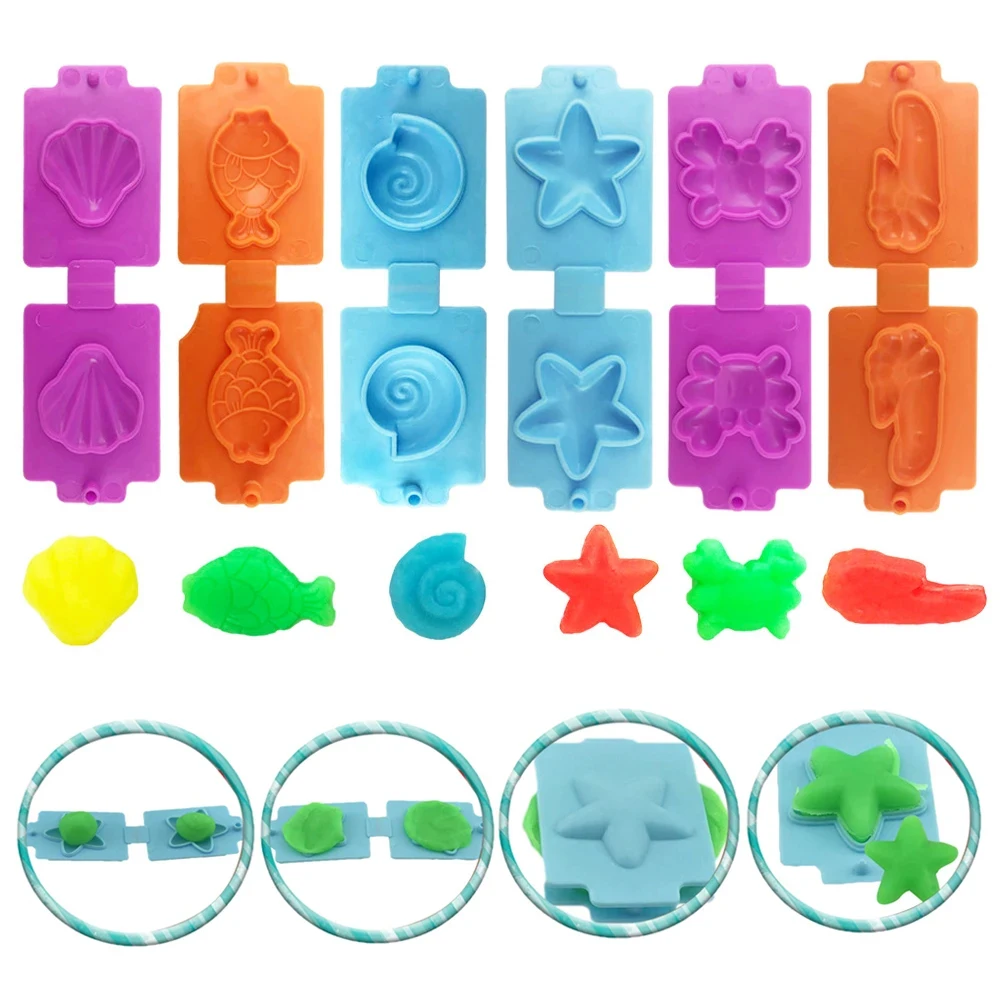 4-25pcs Kids Play Dough Tool Kit Various Animal Molds Ocean Shell Shape Cutters Rolling Pins Plasticine Molds Clay Accessories