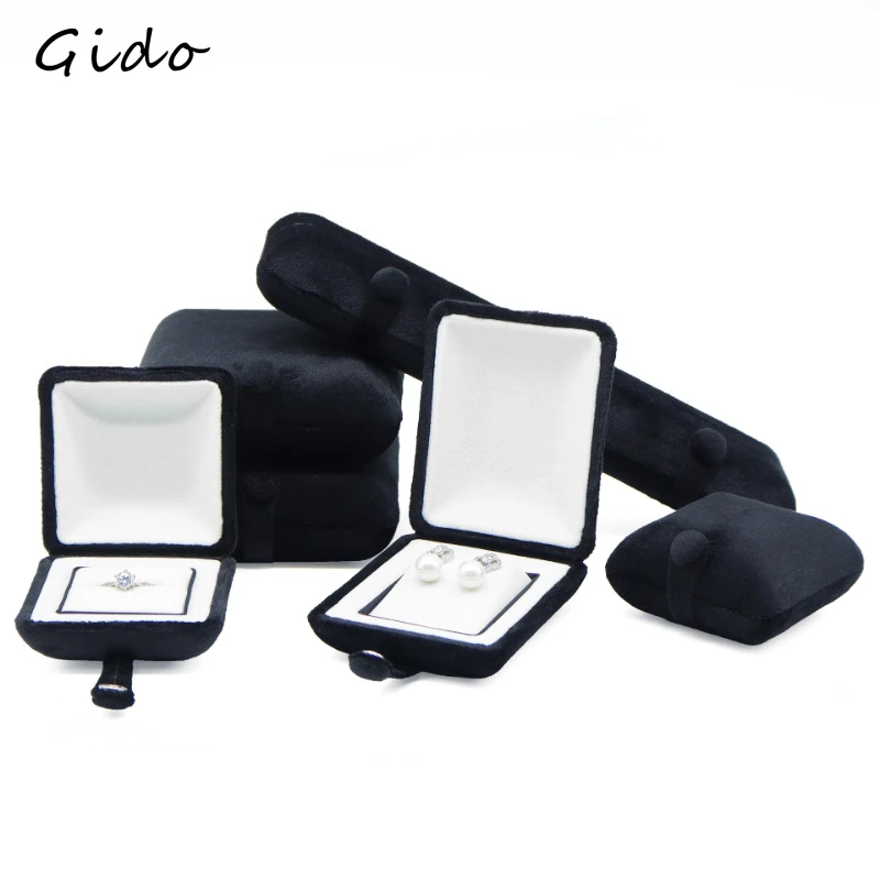 

black Velvet Portable Bracelet Necklace Pendant Earring Ring Organizer Luxury Storage Case Wholesale