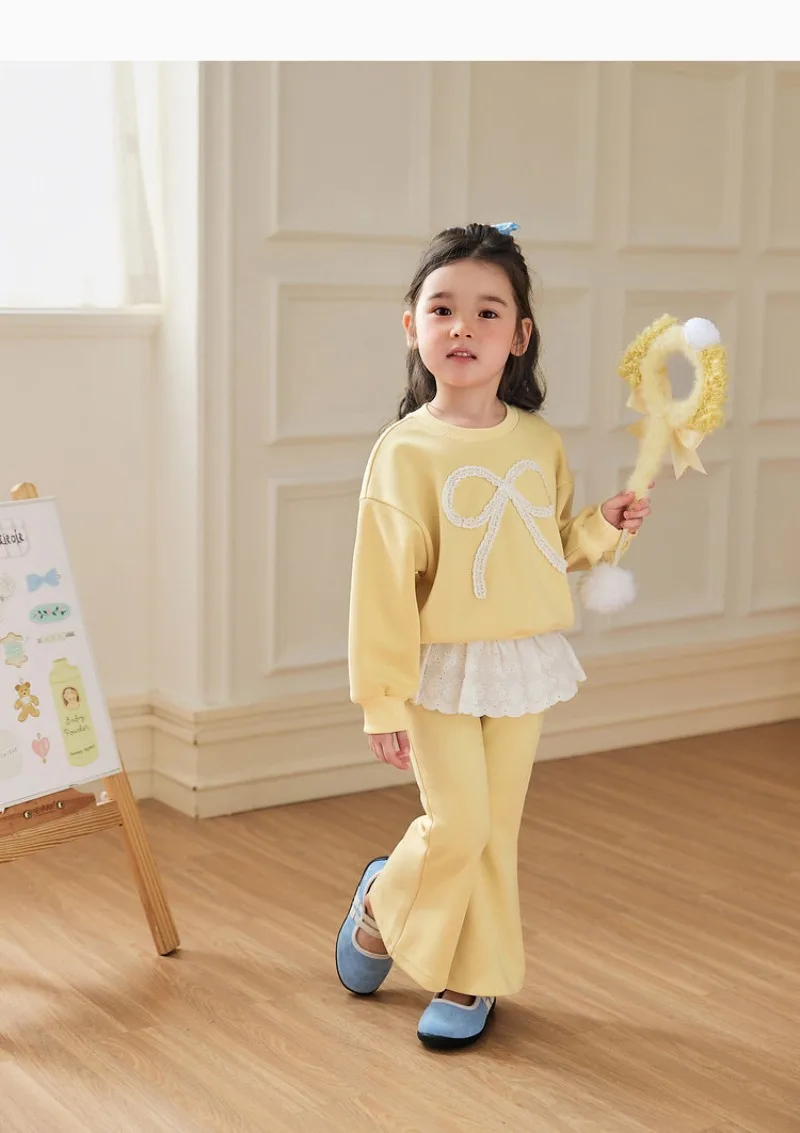 RAISE 2-8 Jahre Kinder Mädchen Zweiteiliges Outfit Herbst Kinder Mädchen Schleifen-Sweatshirt Trainingsanzüge 2026 Spitzenbesetzte Schlaghose Outfits – Detail 20