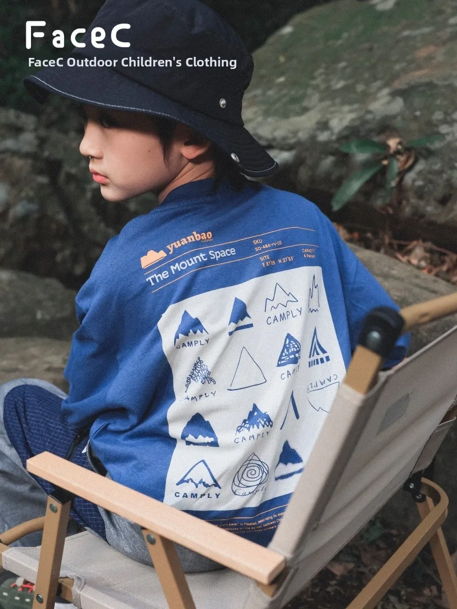 Facec Lightweight Long Sleeve Cotton T-Shirt for Boys Outdoor Camping Base Shirt Spring Autumn New Style Pure Cotton Kids Shirt