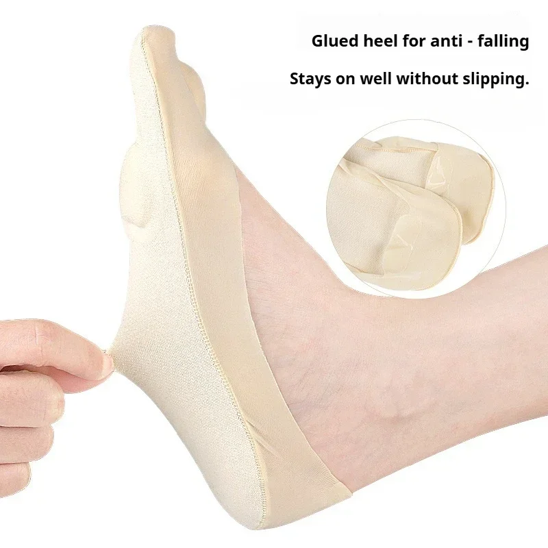 1Pair/2Pair Low-Cut Two-Toe Boat Socks with Anti-Slip Heel-Staying Pads Soft Shock-Absorbing Toe-Separator Insoles for Comfort
