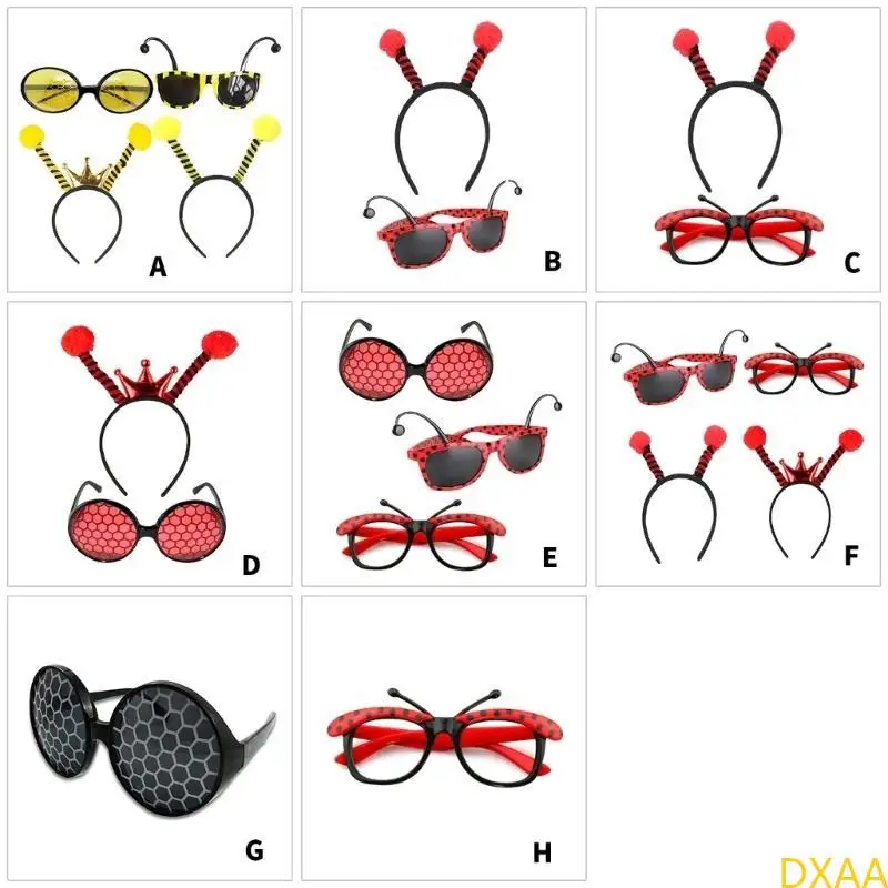 DXAA Bees Ladybugs Gasas Cosplay Falda banda cabeza para niños Halloween para adultos