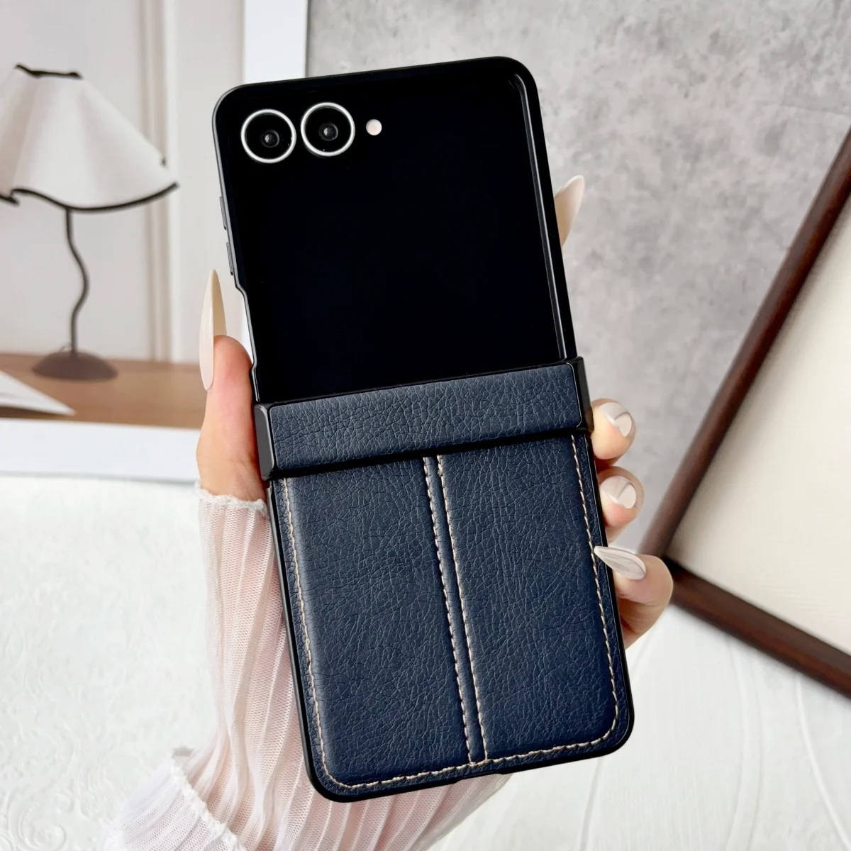 Luxuriöse PU-Leder-Handyhülle für Samsung Galaxy Z Flip 8 7 FE 6 5 4 3 Flip 8 Flip7 5G, Matte Scharnierschutz-Schutzhülle, Stoßfest