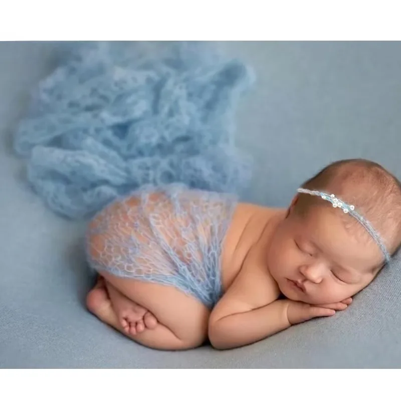 

Набор резинок для фотосессии новорожденных: кружевные накидки из мохера для фотографии новорожденных и жемчужная повязка на голову — мягкий детский шарф для детских фотосессий