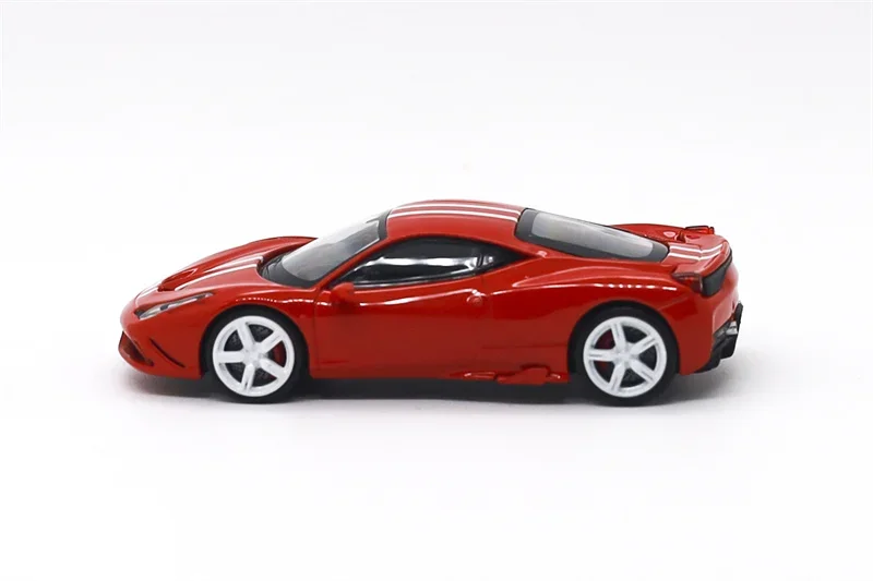 1:64 458 Rosso Corsa White Stripe Limited500 Diecast Collector's Vehicle Model Car