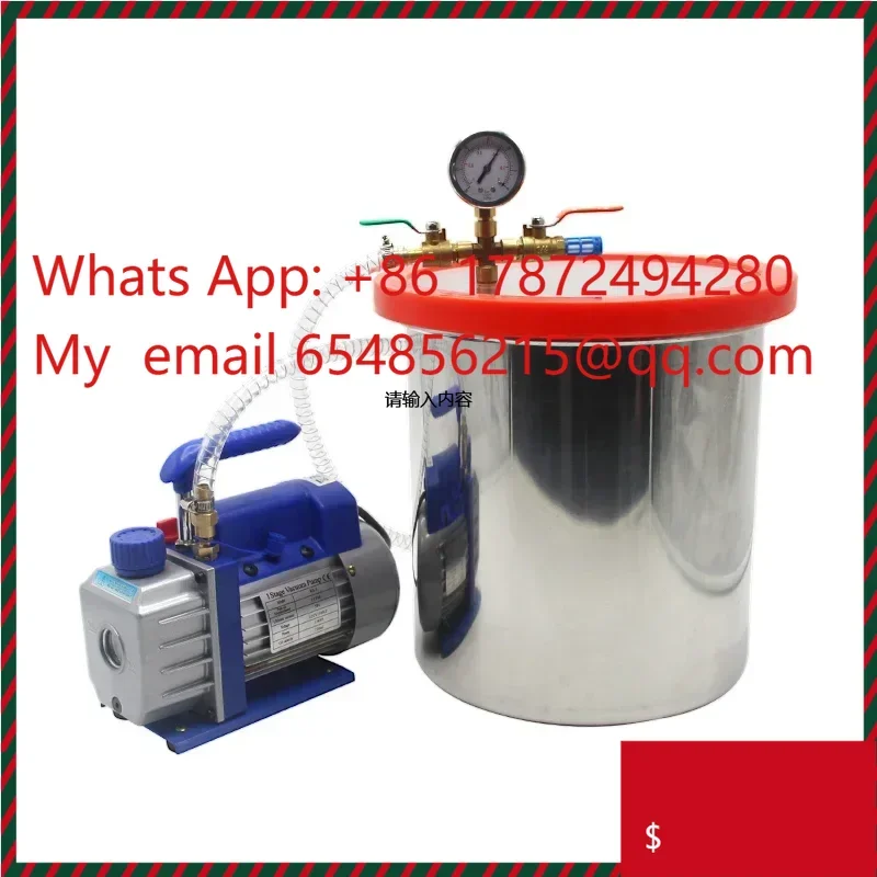 Professional Vacuum Equipment 5CFM (2L/s) 220V Rotary Vane Vacuum Pump with 5 Gal (20L) Big Volume Vacuum Chamber