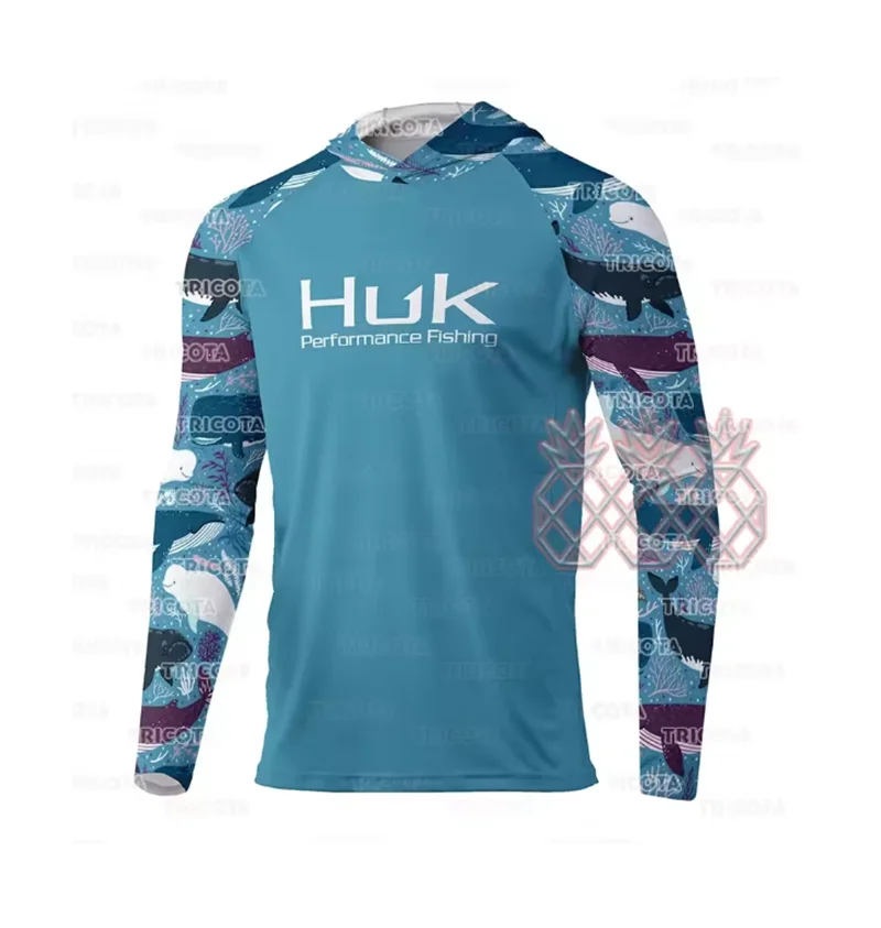 

2026 Summer Men's UPF 50+ Huk Sun Protection Hoodie Shirts Long Sleeve Lightweight SPF Outdoor UV Hiking Fishing Shirts