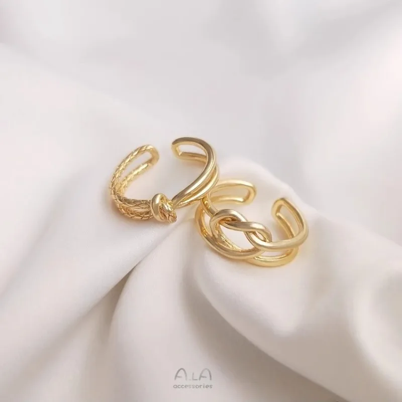 Color Fashion 14K Gold Knotted Ring Snake Ring Pentagram Ring Cold Light Luxury Internet Celebrity Index Finger