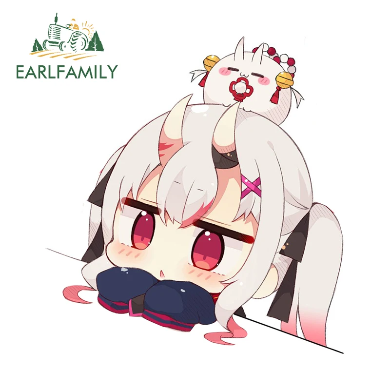 EARLFAMILY 13cm X 12.2cm for Nakiri Ayame Chibi Kawaii Vtuber Car Stickers Fashionable Simple Decals Car Accessories Creative