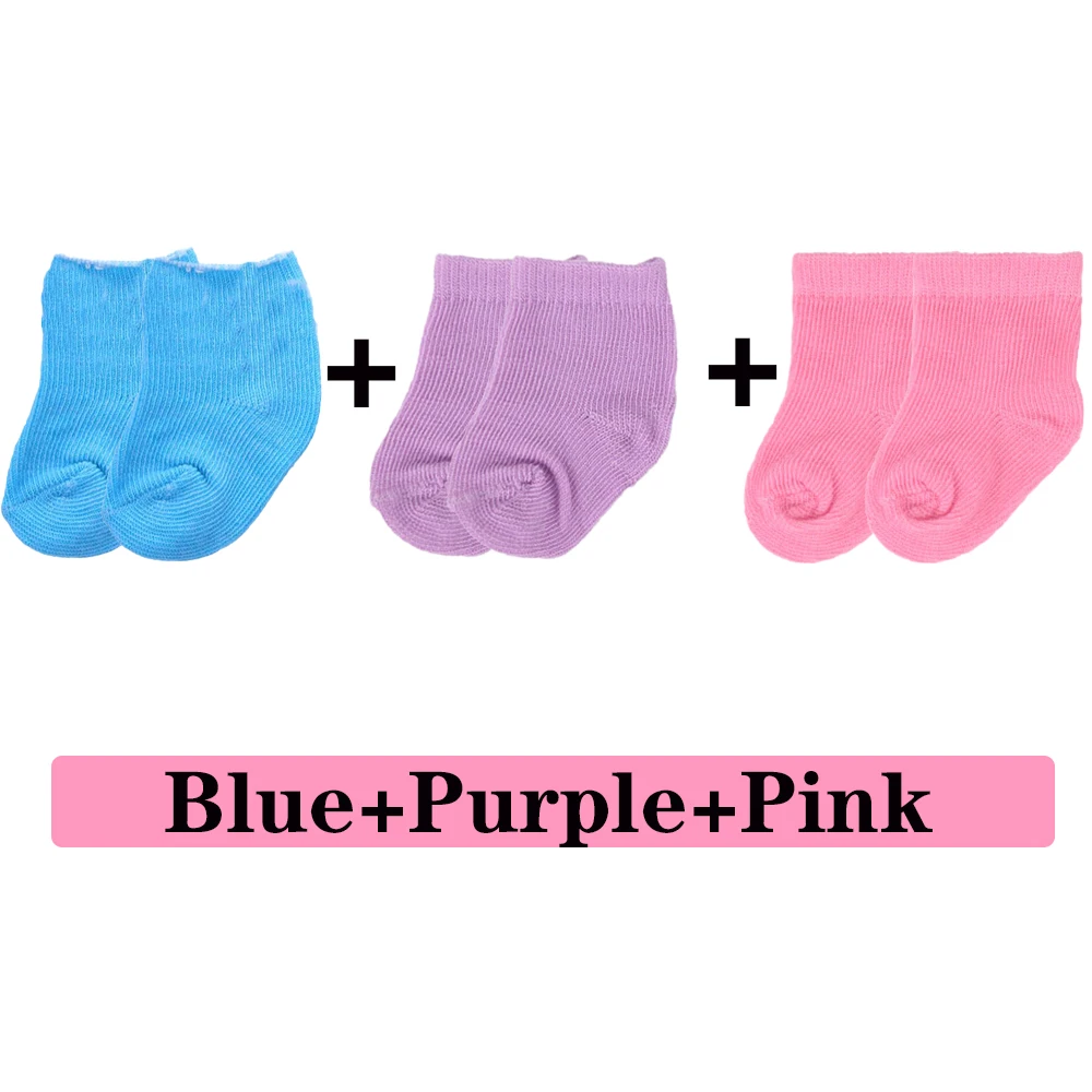 A Pair Of Solid Color Socks For 18-inch American Doll & 43cm Doll,Doll Accessories For New Born Baby Doll Clothes Children Gifts