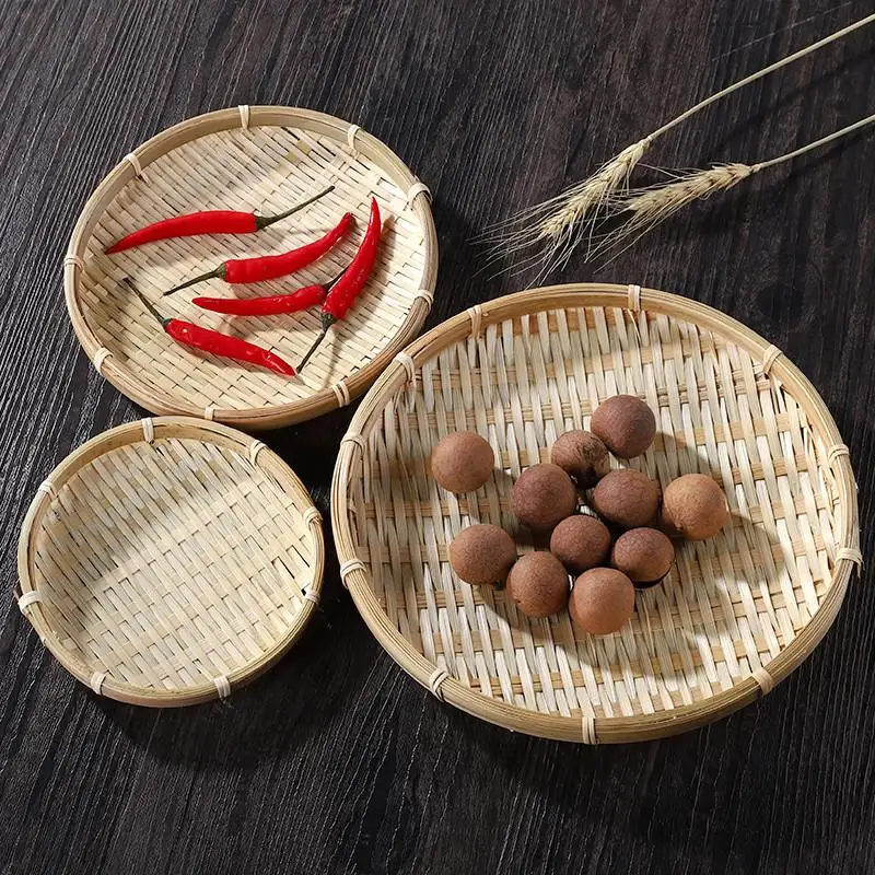 Hand-woven Natural Bamboo Trays And Winnowing Baskets Are Suitable For Storing And Holding Food And For Home Decoration