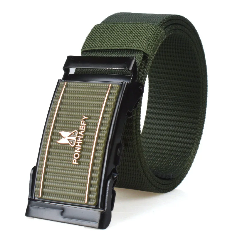 Men's Fashion Casual Canvas Belt Extended Breathable Nylon Toothless Buckle Belt