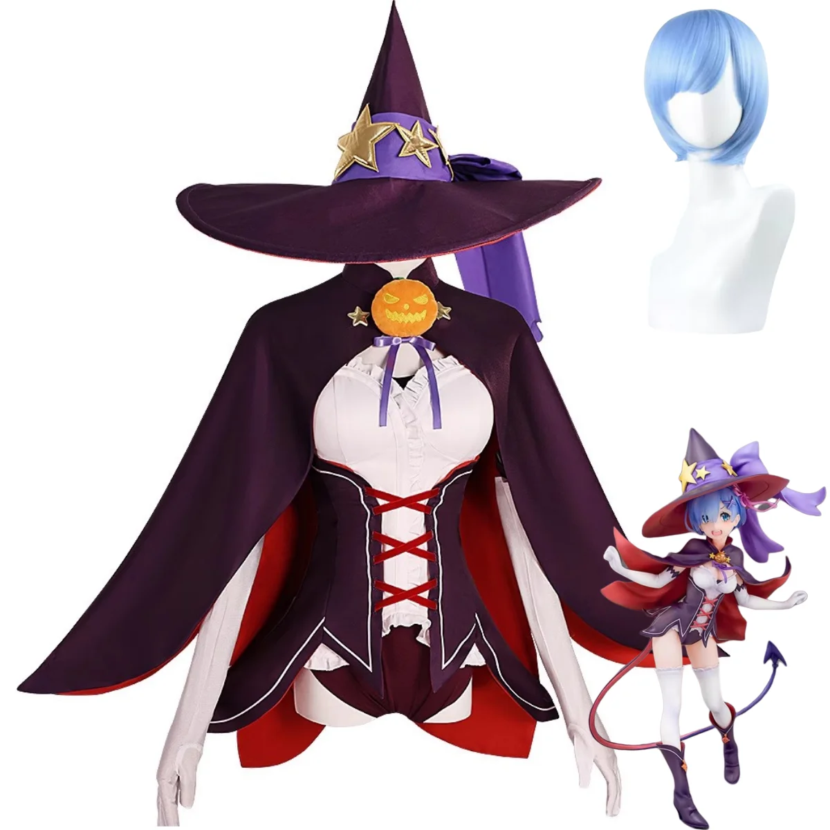 

Anime Re:Life in A Different World From Zero Rem Cosplay Costume 2025 Halloween Dress Hat Woman Cute Christmas Carnival Suit