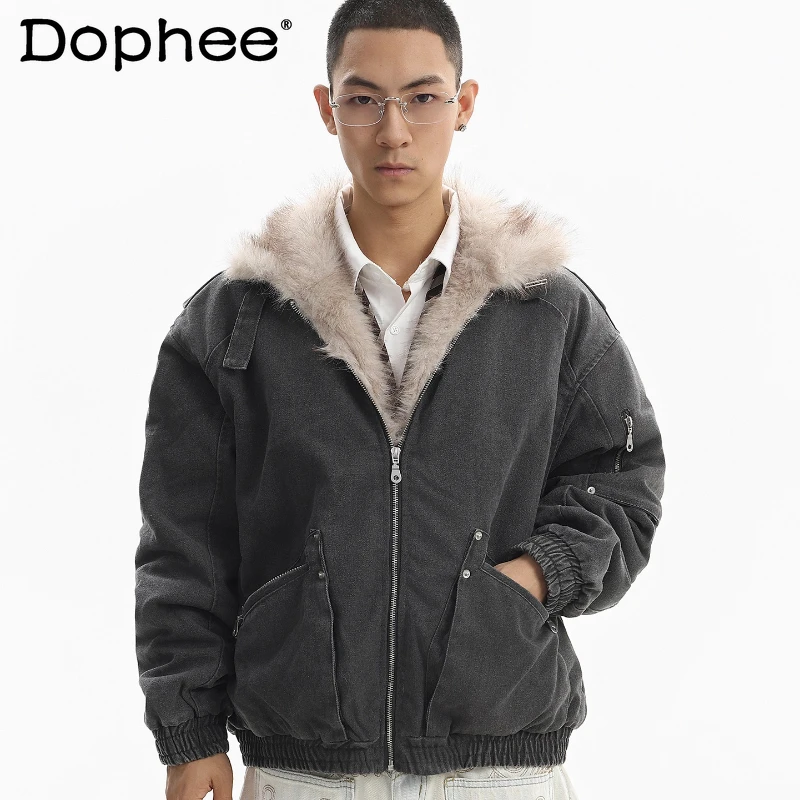 

Men's Trendy Retro Multi-Pocket Zipper Decoration Coats Chic Stand Collar Parkas Men's 2025 Winter New Warm Loose Comfort Parkas