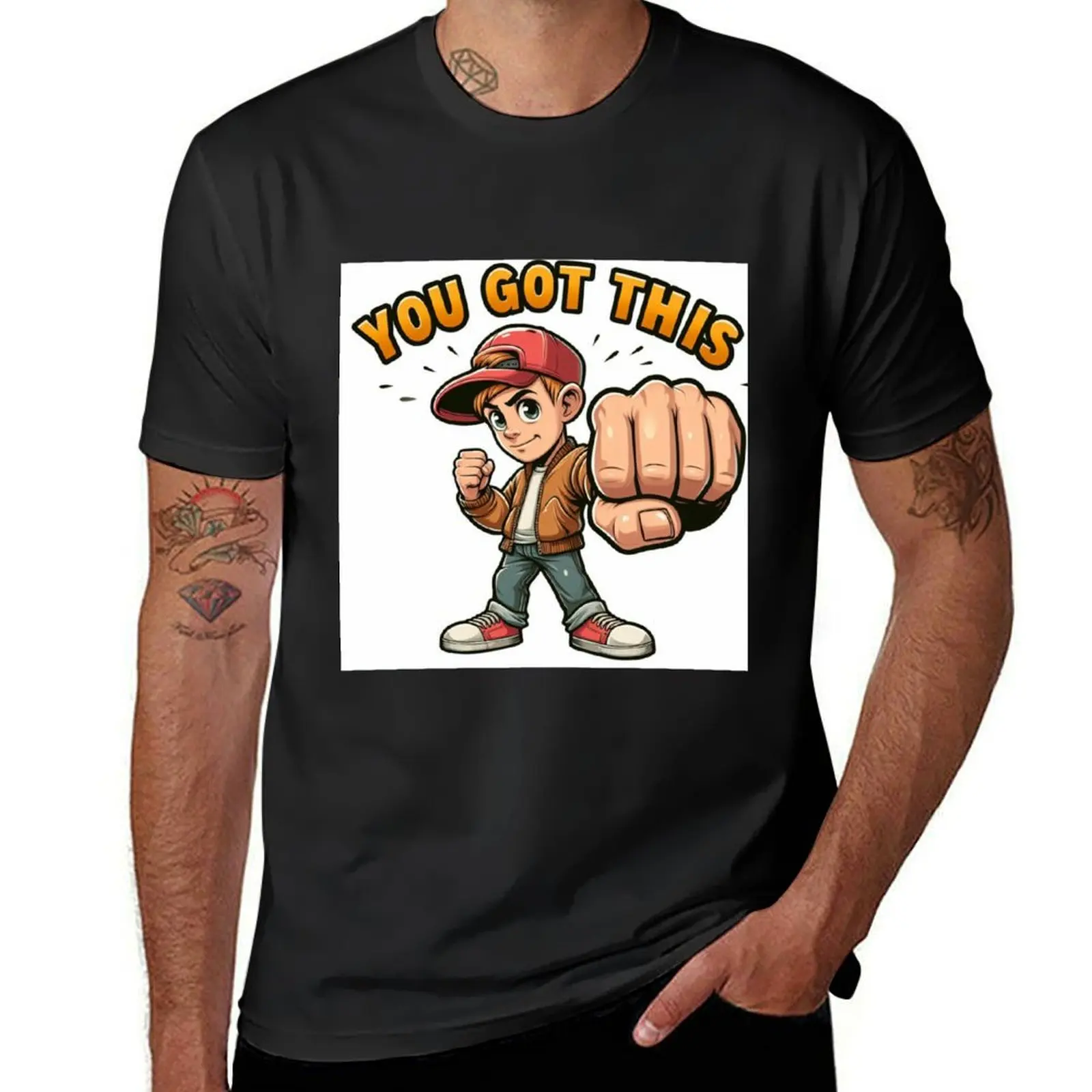 You Got This with a determined fist T-Shirt plus sizes oversized hippie clothes boys animal print T-shirt men