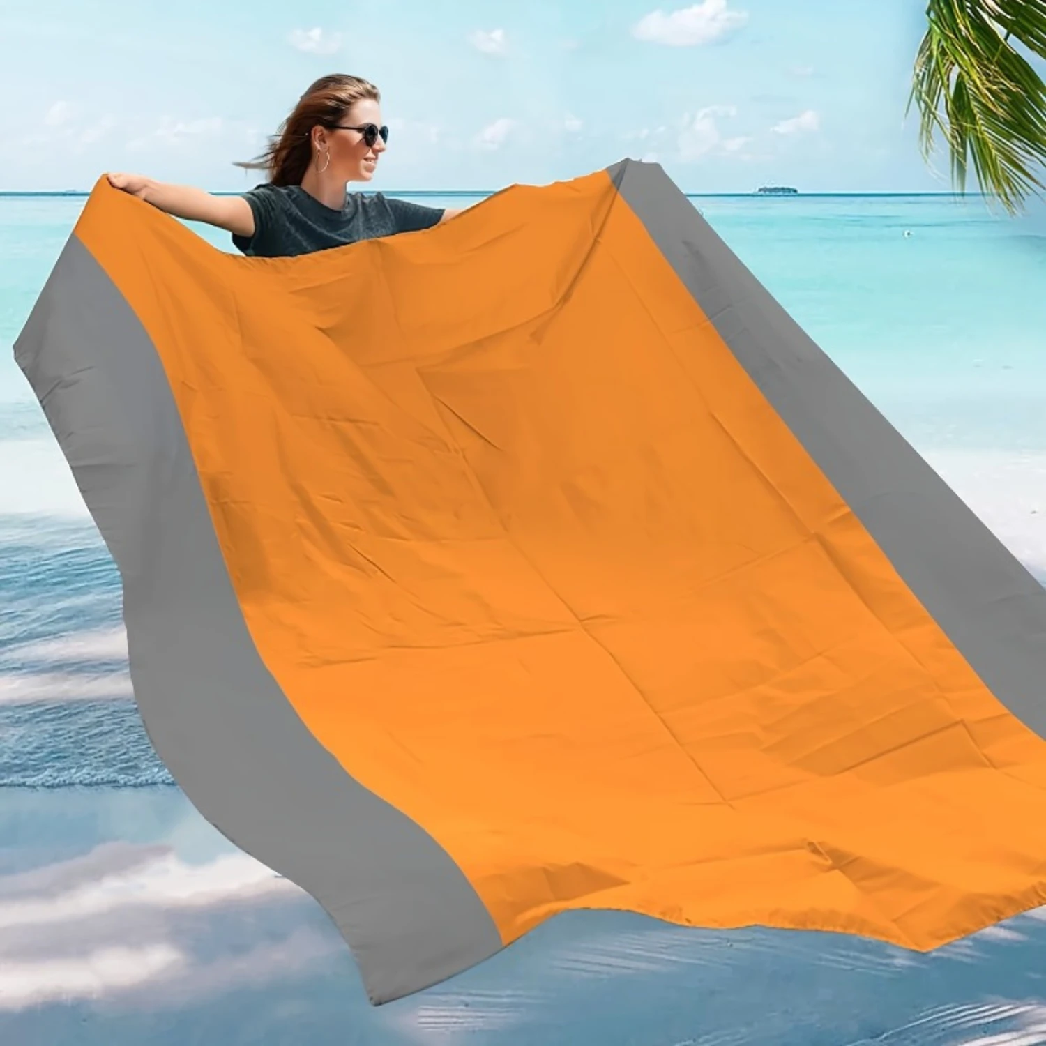 Premium Waterproof Beach Blanket - Sand-Resistant & Foldable with 4 Corner Stakes, Ideal for Camping, Travel, Vacation & Hiking 