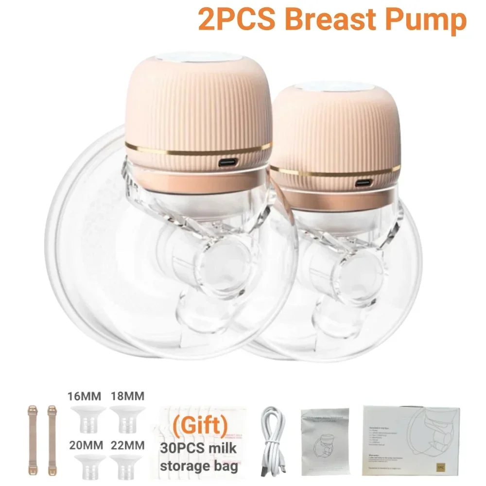 K Wearable Electric Breast Pump Handsfree BPA Free With 30PCS Milk Storage Bag Free 3 Mode 9 Levels Low Noise Breastfeeding Pump