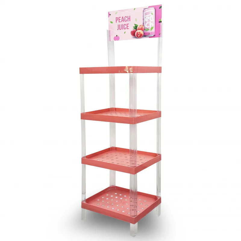 custom.Heavy Duty High Quality Bottle Beverage 4 Tier Stacking Plastic Shelves Garage Storage