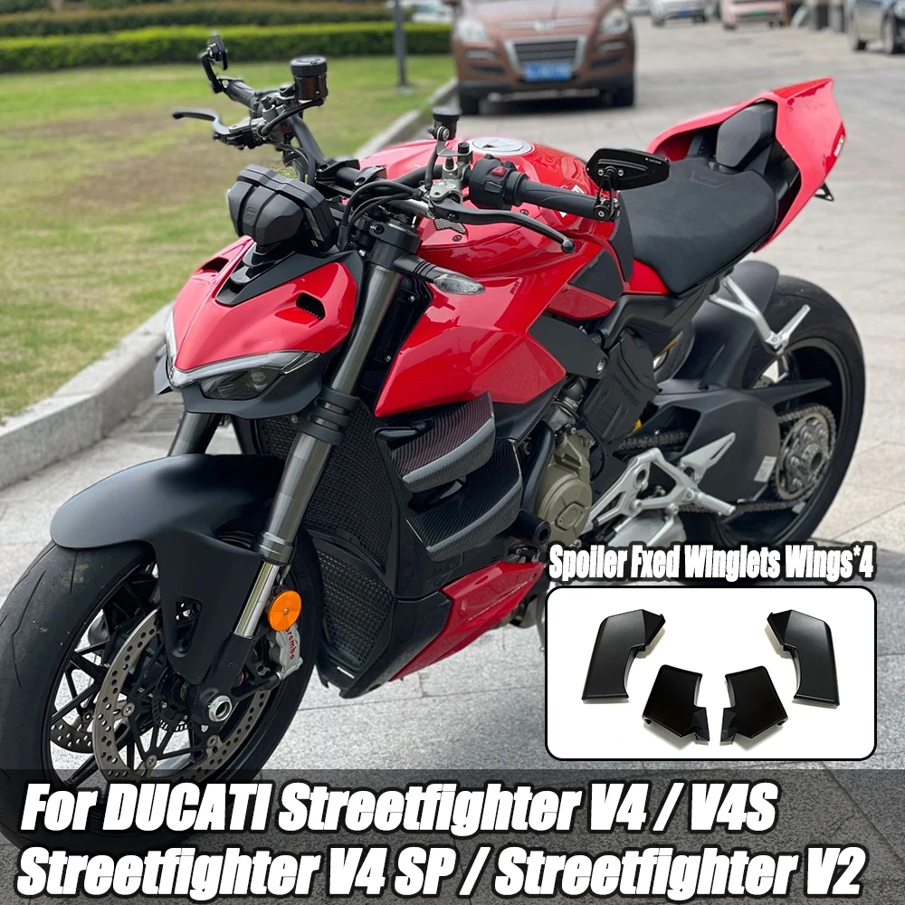 For DUCATI Streetfighter V4 V4S V4SP 2020-2023 V2 2022-2023 Motorcycle Winglet Wing Kit 2023 V4/V4S Winglets Wings Spoiler Fxed