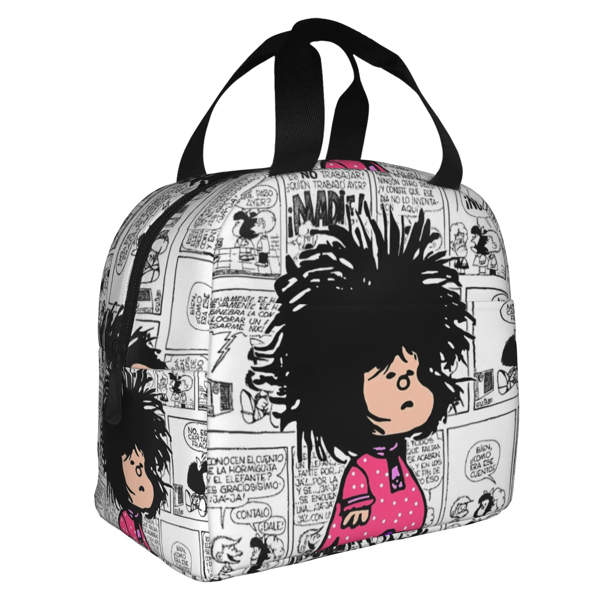M-Mafaldas Insulated Lunch Bags for Women Argentina Cartoon Portable Cooler Thermal Bento Box Outdoor Camping Travel