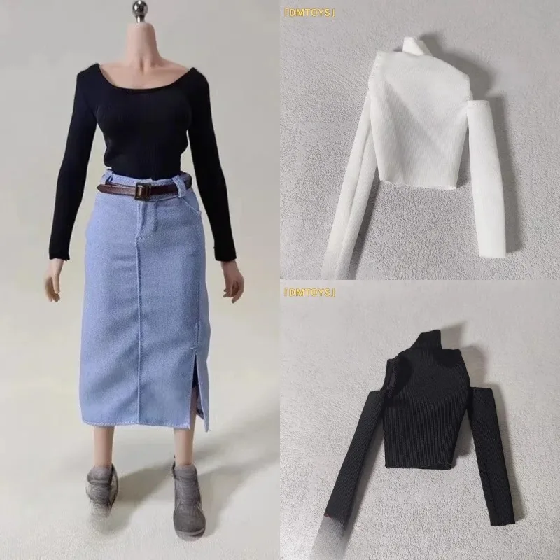 

DMTOYS DF071 1/6 Scale Action Figure Casual Long Sleeved T-shirt Bodycon Long Skirt Clothes Fit 12'' Female Soldier Dolls