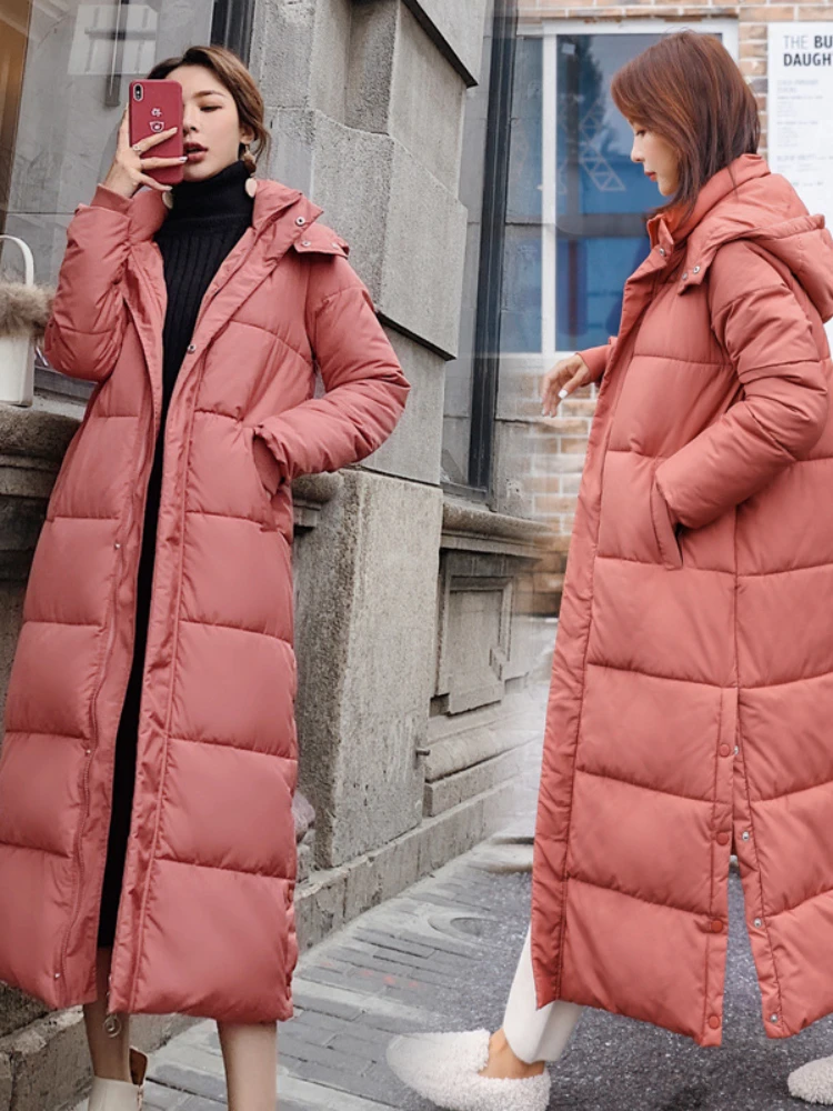 Muslim Women Winter Thick Parka Coat Women Hat Detachable Loose Long Over Knee Cotton Coat 2022 Coat Casual Comfort Ins Style