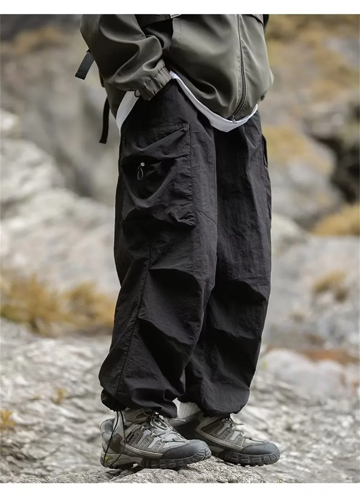 Herren-Hose mit offenem Schritt, verstecktem Reißverschluss, mehreren Taschen, Kordelzug, im Safari-Stil, für Outdoor-Aktivitäten, mit leicht verstecktem Reißverschluss, Schrittloshose. – Detail 12