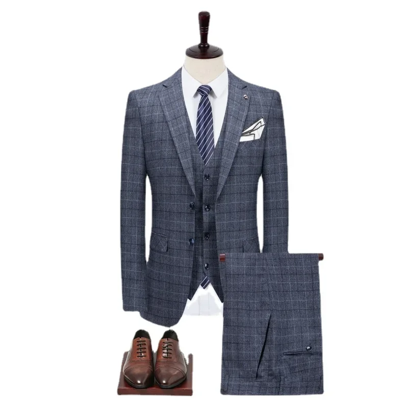 

New Fashion Groom Fit Set Wedding Men's Set 3-piece Banquet Party Formal Set