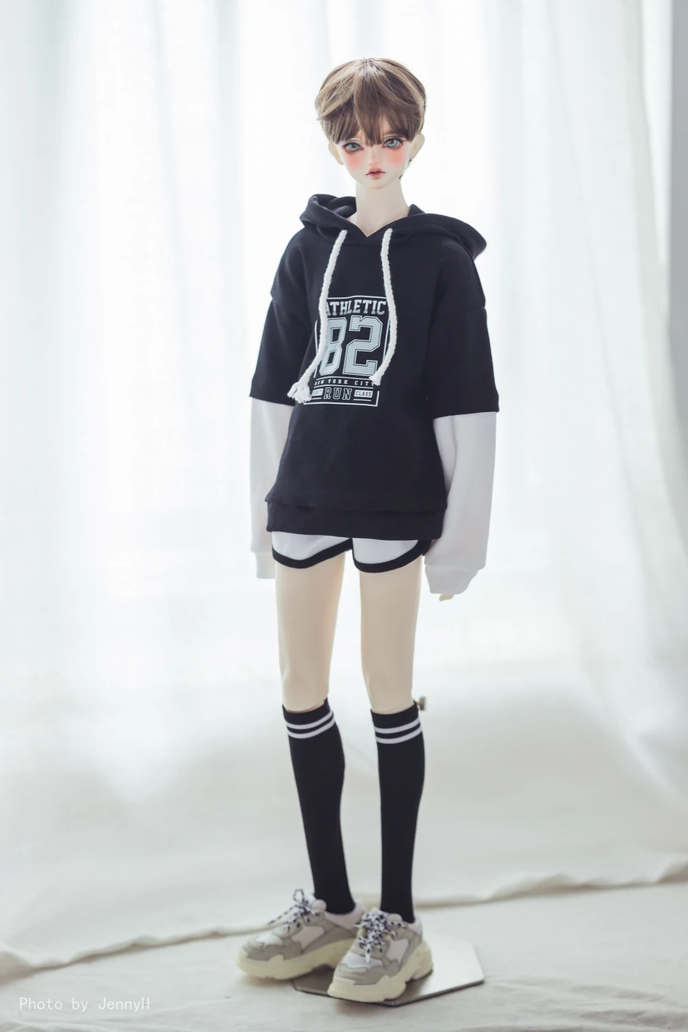 BJD Doll Clothes suitable for 1/3 1/4 Uncle  ID75 size black casual sportswear set Doll accessories