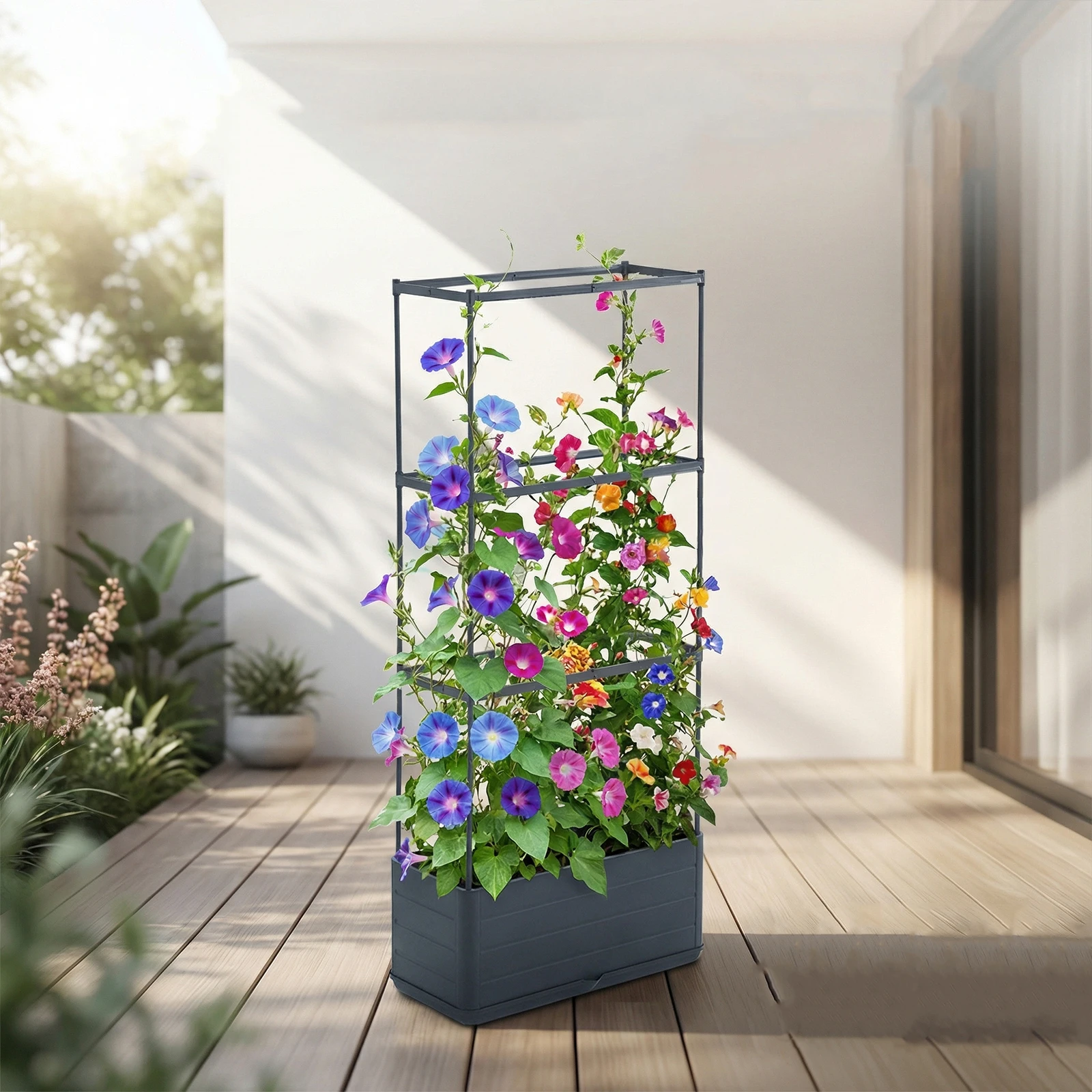 Raised Garden Bed Tomato Planter with Trellis Self-Watering Plant Support Planter for Climbing Vegetables Plants Outdoor Patio view 7
