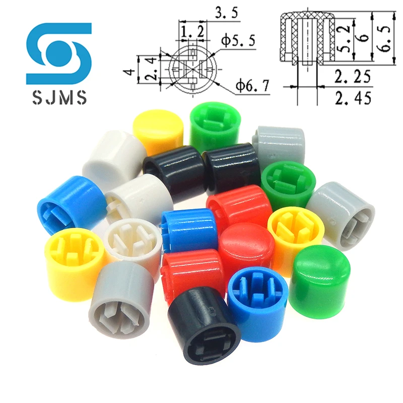 10pcs 6*6*7.3mm DIP-4PIN SMD-4PIN Momentary Tactile Tact Touch Micro Push Button Switch 6X6X7.3mm + A111 cylindricity Switch Cap