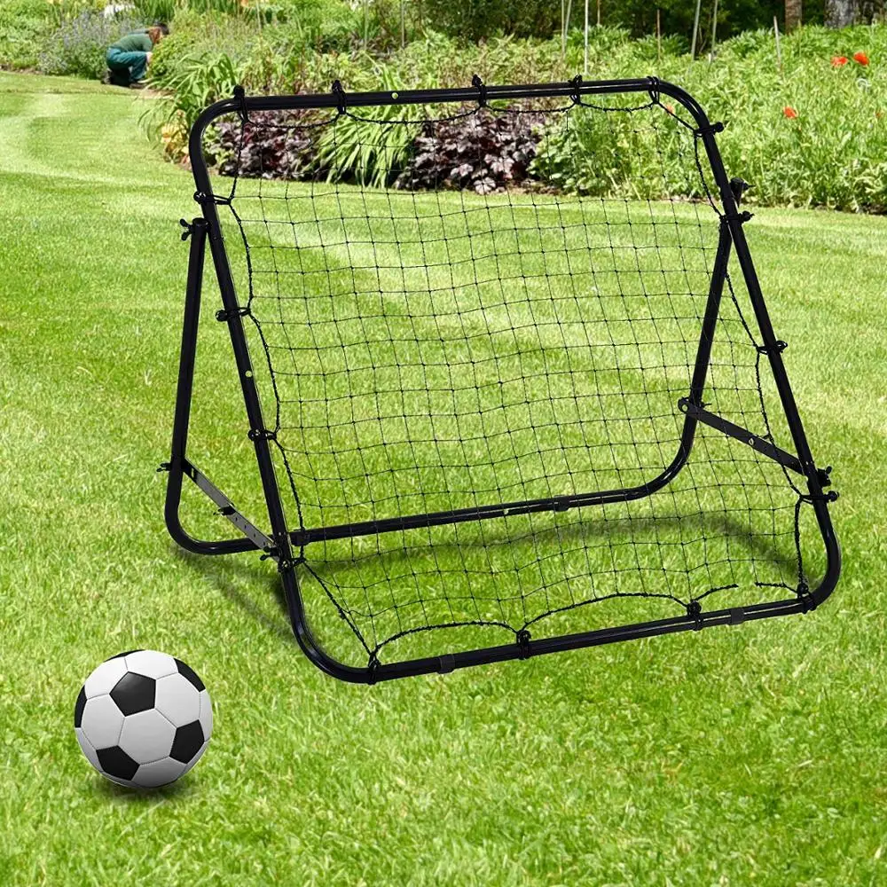 

Black Adjustable Rebounder Net Soccer Kickback Target Goal Multi-Sports Training Aid for Kids Adults Football Practice Equipment