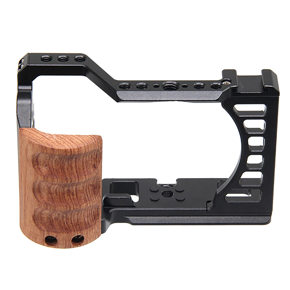 Camera Cage with Wooden Aluminum Alloy DSLR Camera Protective Cage Kit for Sony