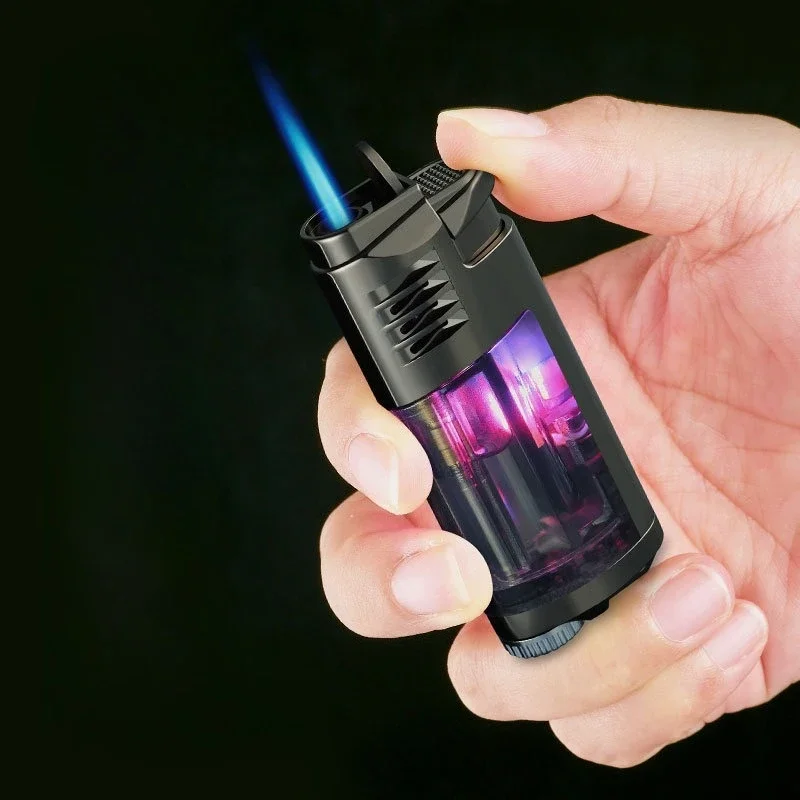 

Cool Transparent Lighter with Lights Straight To Blue Flame Lighter Transparent Visual Gas Warehouse Internet Celebrity Sells