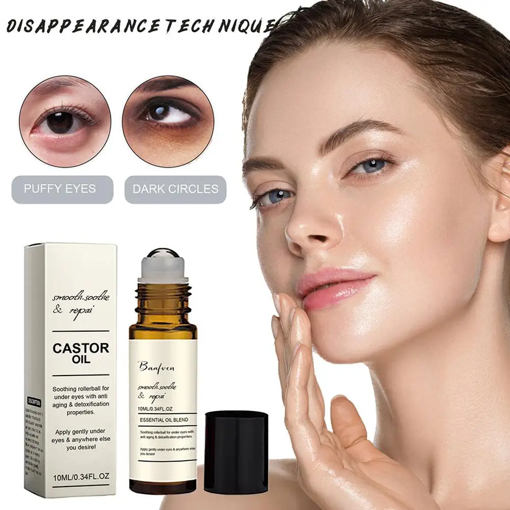 Castor Oil Eye Serum Anti-wrinkle Remove Dark Circles Eye Bags Lift Firm Ball Massage Anti-puffiness Moisturize Nourish Eye Care