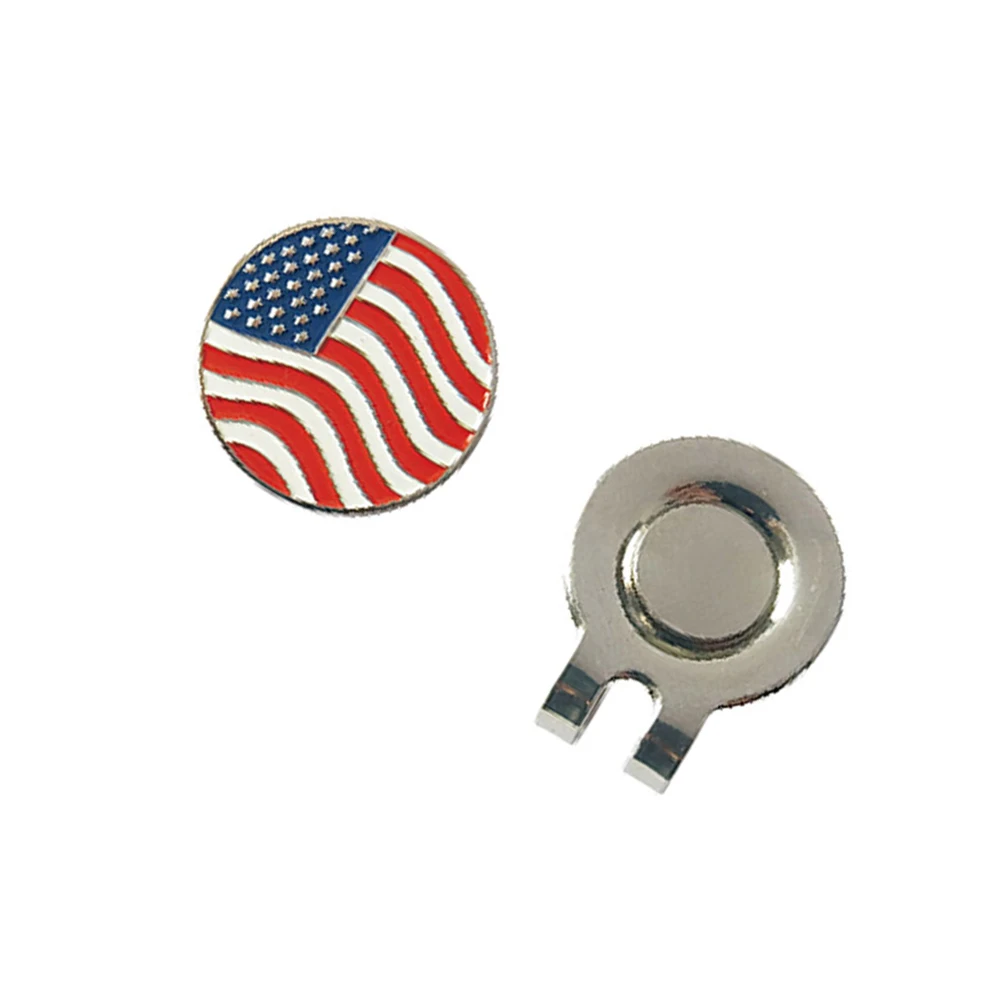 2 قطعة كرة سبيكة ماركر قبعة كليب العلم الأمريكي نمط مرفق آمن مع القبعات أحزمة فكرة هدية عظيمة للاعبين الغولف #1