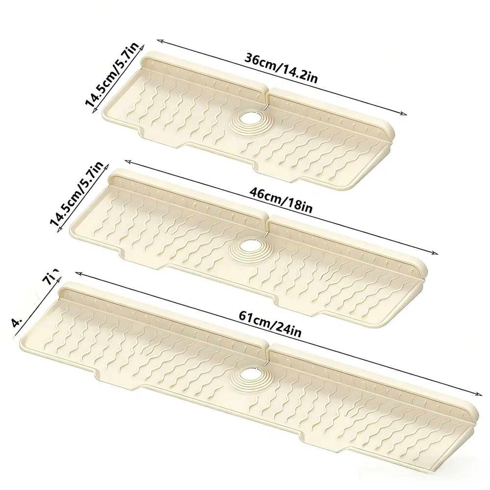 

Portable Silicone Faucet Drain Mat 36/46/61cm Length Anti-slip Sink Splash Guard Adjustable Soap Rack for Bathroom