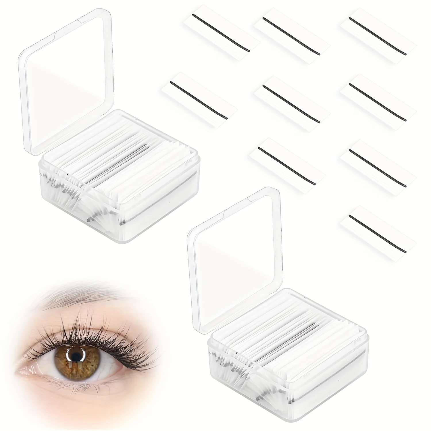 Reusable Self-Adhesive False Eyelash Strips - Clear Invisible, Waterproof & Sweatproof, Long Lasting Natural Look Gel-Based