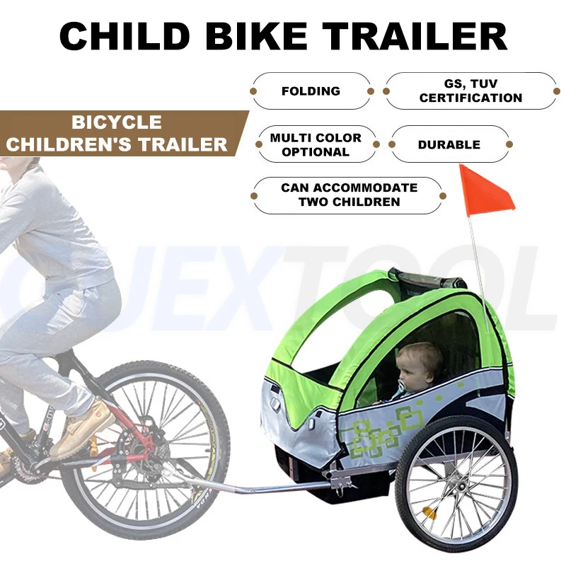 Child Bike Trailer Double Childrens Bike Trailer Jogging Stroller Bike Trailer Foldable Kids Bicycle Trailer Loading 20kgX2