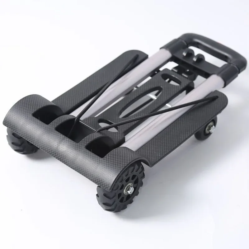 Portable Folding Trolley Telescopic Handle Flatbed Cart Heavy Duty Hand Truck for Home Warehouse Shopping Luggage Moving 50kg