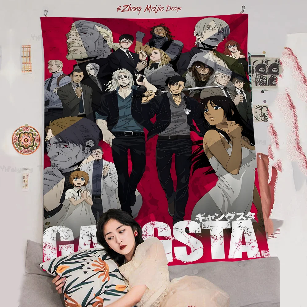 

Japanese Comics GANGSTA Anime Tapestry Hanging Tarot Hippie Wall Rugs Dorm Home Decor