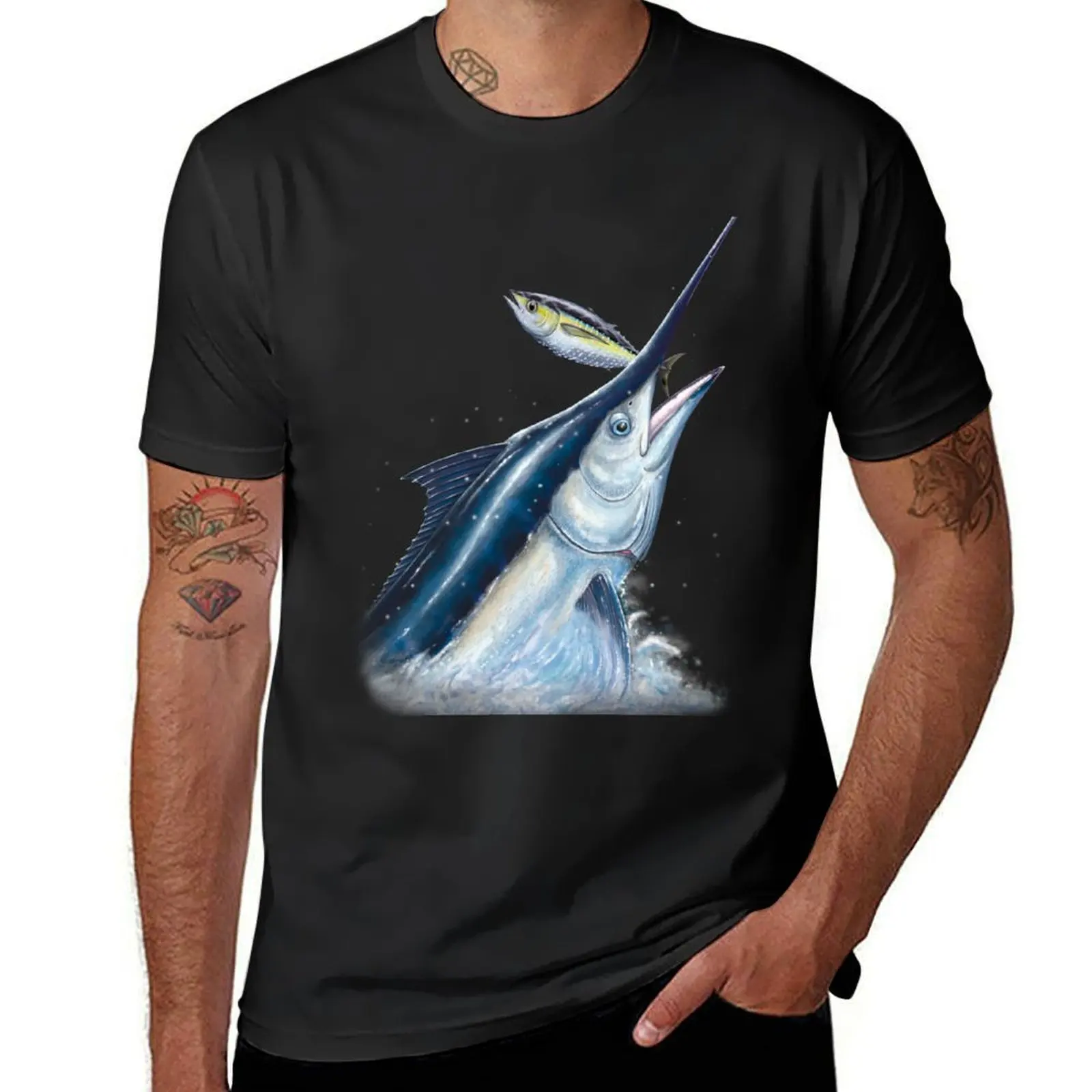 Black Marlin & Tuna T-Shirt tees heavyweights graphics kawaii clothes mens white t shirts