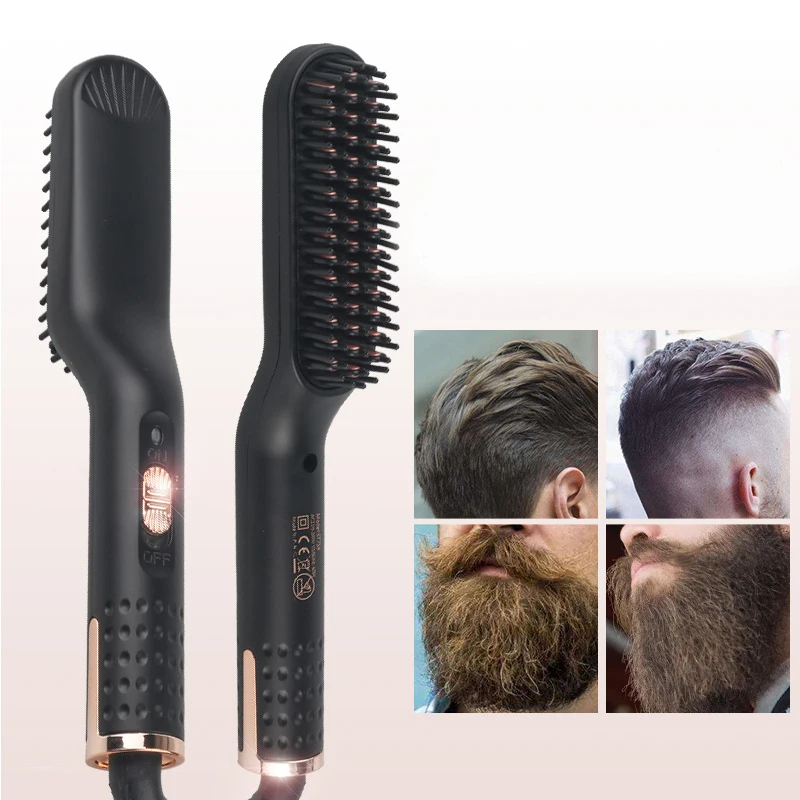 

2 In 1 Hair Straightener Hot Brush Comb Hair Curling Iron All In One Salon Hairdressing Comb Beard Straighter Fast Heating Combs