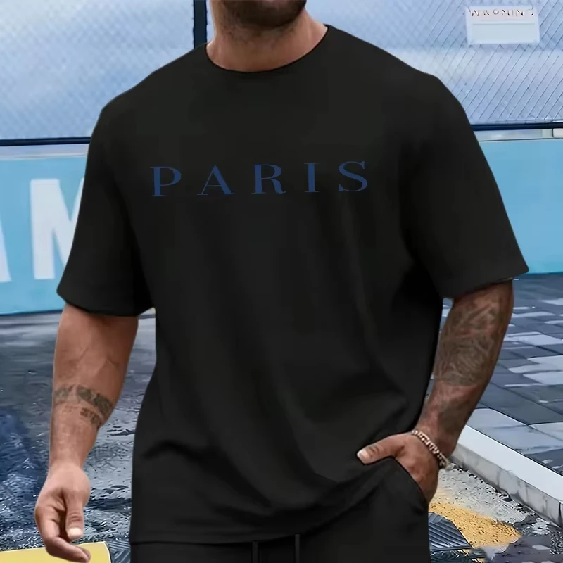 Men's Summer Casual Fashion Round-Neck Short-Sleeve T-Shirt with Simple Letter Print—Loose-Fitting Comfortable Men's Top