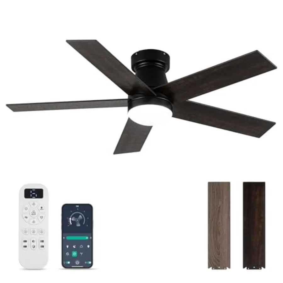 Ceiling Fans with Lights and Remote Control Bedroom Ceiling Fan with Light 3-Color LED Dimmable and Replaceable Memory for Ligh