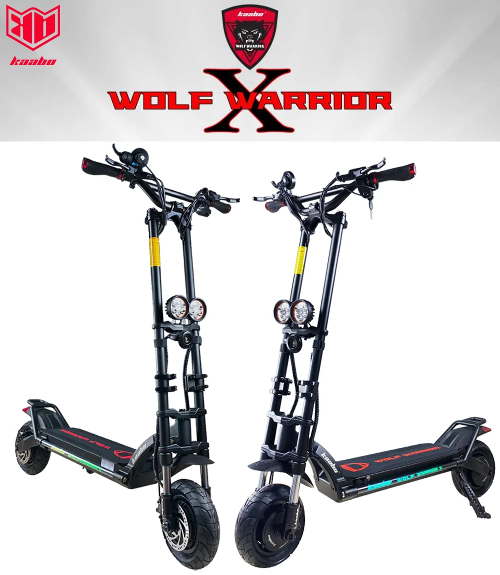 Original Kaabo Wolf Warrior X 10inch 60V 21Ah 60V 28Ah Battery Top speed 70km/h Electric Scooter with Hydraulic Shock Absorption