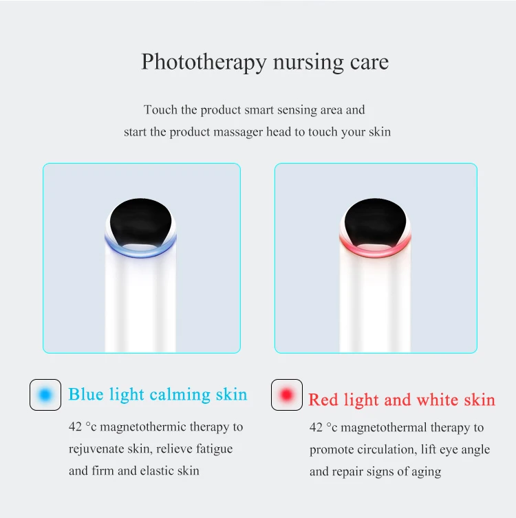 عصا تدليك العين ذات الضوء الأزرق والأحمر عالية التردد للعناية بالعين الاهتزاز