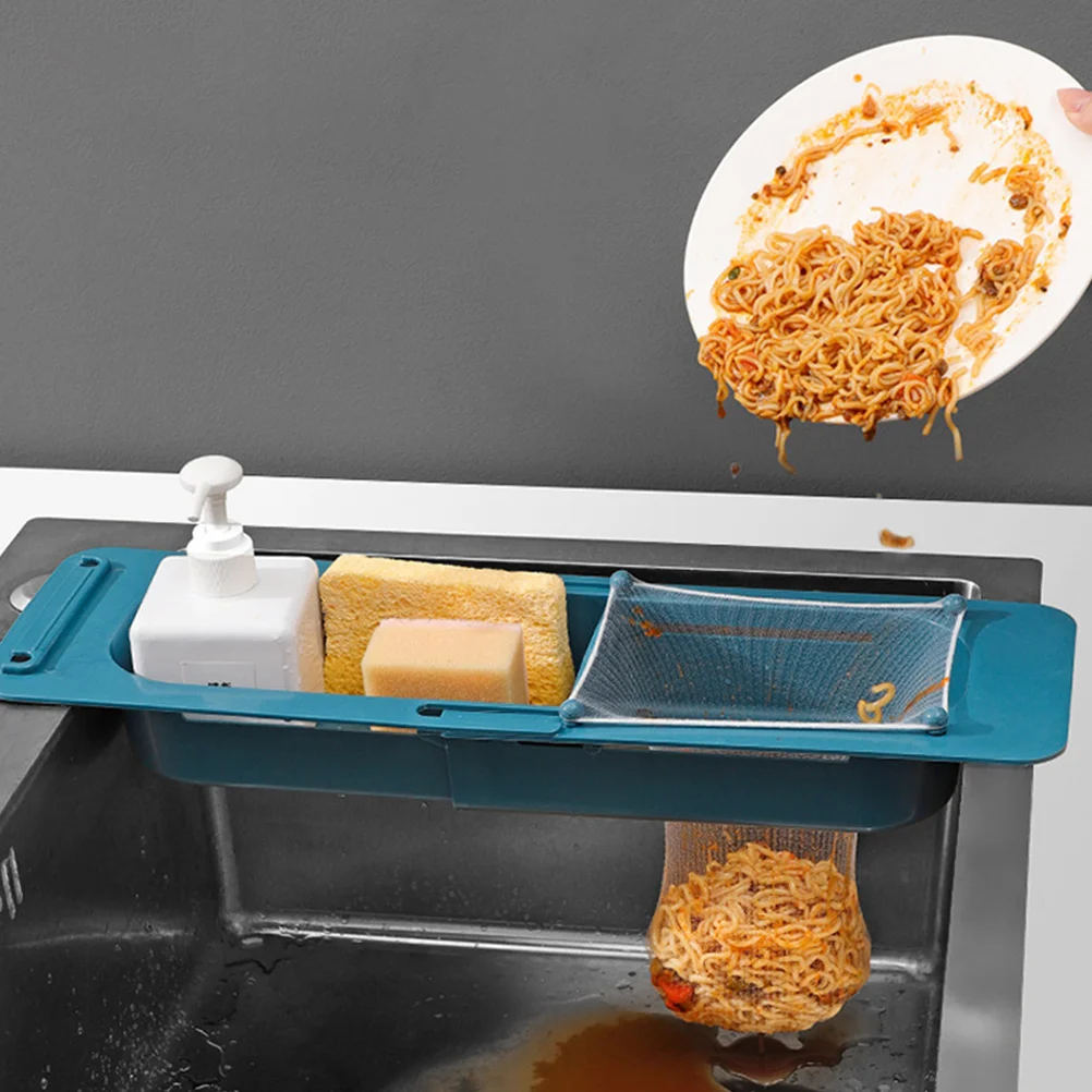 

1 set Filter Net Plastic Expandable Sink Holder Kitchen Drain Organizer Telescopic Garbage Storage Rack Sink Strainer Rack