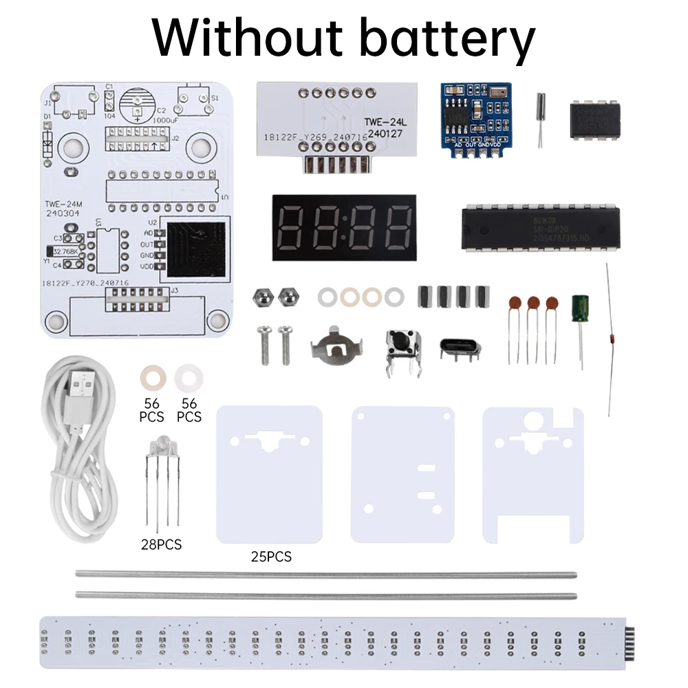 Voz Controlada Eletrônica Cristal Coluna Produção Soldagem Kit, Música LED Spectrum, DIY Assembleia Parte